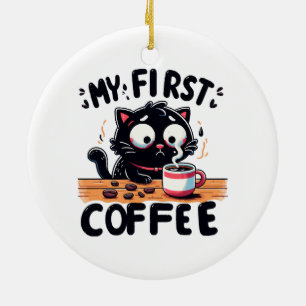 Erstes Schwarzes Kaffee-Abenteuer Keramik Ornament