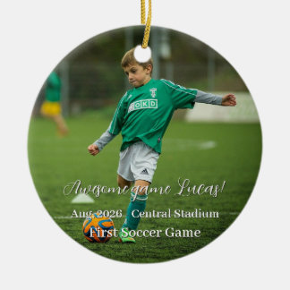 Erstes Spiel Sport Weihnachten Familienfoto  Keramik Ornament