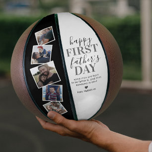 Erstes Vatertags-Foto-Collage-Basketball-Geschenk Basketball
