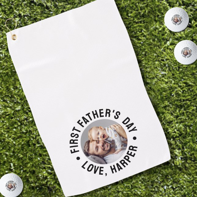 Erstes Vatertagsfoto Golfhandtuch (First Father's Day Photo Golf Towel )