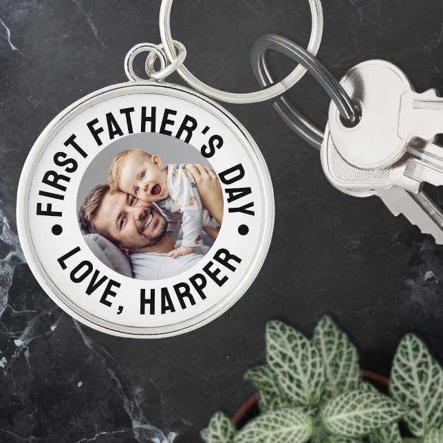 Erstes Vatertagsfoto Schlüsselanhänger (First Father's Day Photo Keychain)