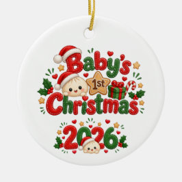 Erstes Weihnachten 2026 vom Baby Keramik Ornament