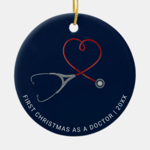 Erstes Weihnachten als Arzt an vorderster Front Keramik Ornament