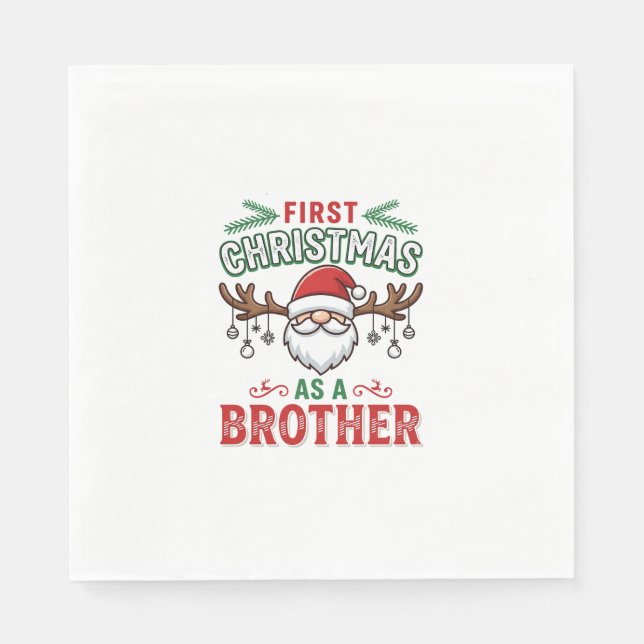 Erstes Weihnachten als Bruder Santa Gnome Serviette (Vorderseite)