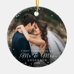 Erstes Weihnachten als Ehepaar Herr und Frau Benut Keramik Ornament