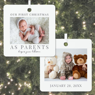 Erstes Weihnachten als Eltern Baby Foto Ornament Aus Metall