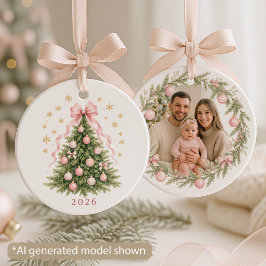 Erstes Weihnachten als Eltern Baby Mädchen Schleif Keramik Ornament