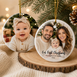 Erstes Weihnachten als Familie Personalisiertes Fo Keramik Ornament