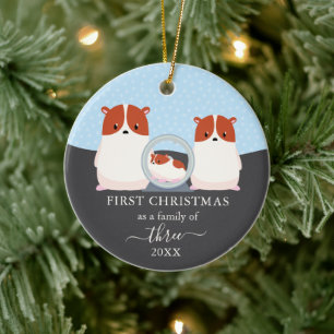 Erstes Weihnachten als Familie von 3 Hamster-Tier Keramik Ornament
