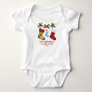 Erstes Weihnachten als Familie zu Dritt 2025 Süß Baby Strampler