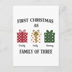 Erstes Weihnachten als Familie zu Dritt Geschenk Postkarte