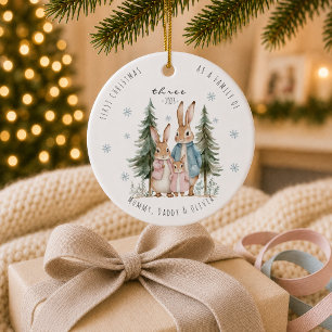 Erstes Weihnachten als Familie zu Dritt Hase Keramik Ornament