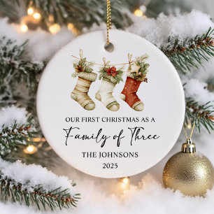 Erstes Weihnachten als Familie zu Dritt Keramik Ornament