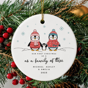 Erstes Weihnachten als Familie zu Dritt Weihnachts Keramik Ornament