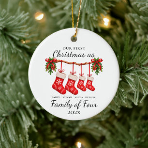 Erstes Weihnachten als Familie zu Viert Baby's Ers Keramik Ornament