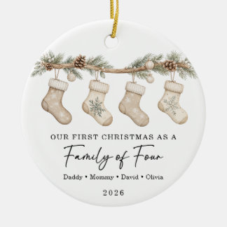 Erstes Weihnachten als Familie zu Viert Keramik Ornament