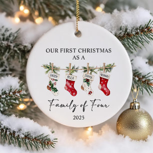 Erstes Weihnachten als Familie zu Viert Keramik Ornament