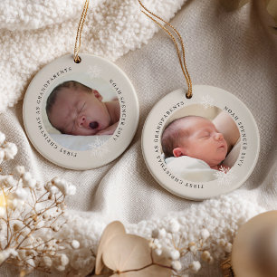 Erstes Weihnachten als Großeltern 2 Fotos Keramik Ornament