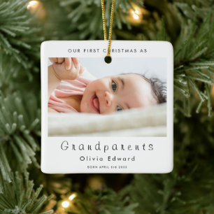 Erstes Weihnachten als Großeltern Baby-Foto Keramikornament