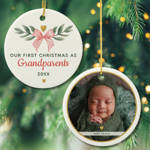Erstes Weihnachten als Großeltern Baby-Foto-Name Keramik Ornament