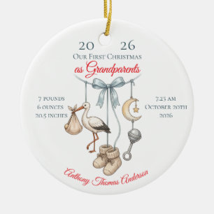 Erstes Weihnachten als Großeltern Baby-Statistiken Keramik Ornament