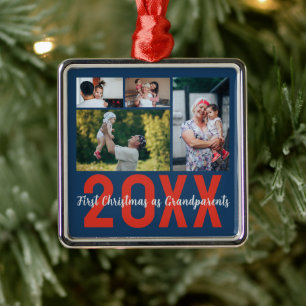 Erstes Weihnachten als Großeltern Benutzerdefinier Ornament Aus Metall