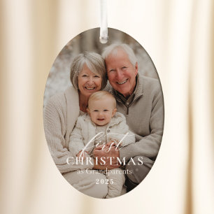 Erstes Weihnachten als Großeltern Foto Keramik Ornament