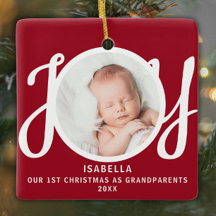 Erstes Weihnachten als Großeltern Foto-Rot-Andenke Keramikornament