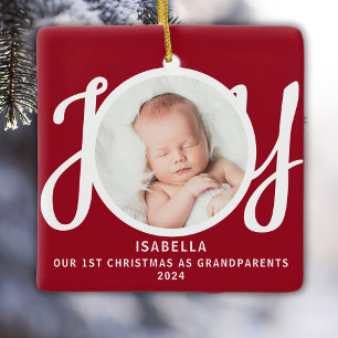 Erstes Weihnachten als Großeltern Foto-Rot-Andenke Keramikornament