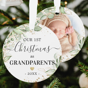 Erstes Weihnachten als Großeltern Green Gold Foto Ornament