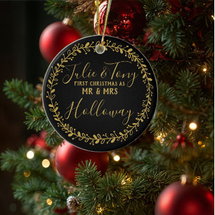 erstes Weihnachten als Herr u. Frau Baum Keramik Ornament