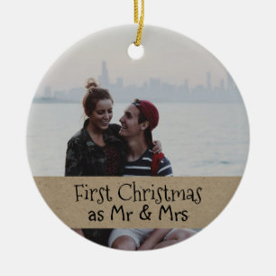 Erstes Weihnachten als Herr u. Frau Couple Foto Keramikornament