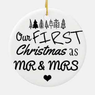 Erstes Weihnachten als Herr-u. Frau-Typography Keramik Ornament