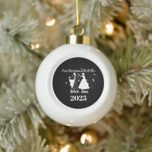 Erstes Weihnachten als Herr und Frau 2025 Personal Keramik Kugel-Ornament