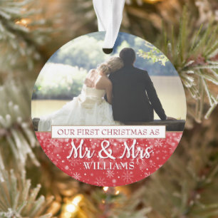 Erstes Weihnachten als Herr und Frau 2-Foto-Orname Ornament