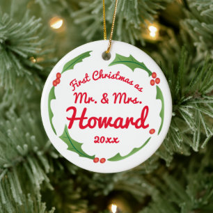 Erstes Weihnachten als Herr und Frau Baumschmuck Keramik Ornament