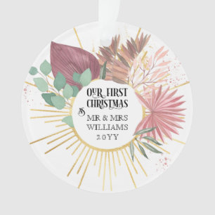 Erstes Weihnachten als Herr und Frau Boho Pampas F Ornament