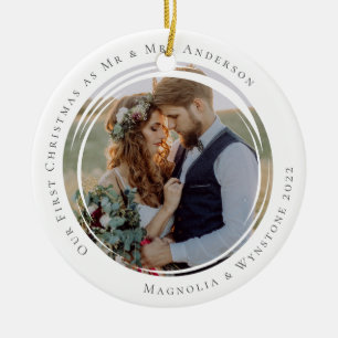 Erstes Weihnachten als Herr und Frau Foto Keramik Ornament