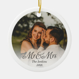 Erstes Weihnachten als Herr und Frau Foto-Ornament Keramik Ornament