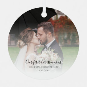 Erstes Weihnachten als Herr und Frau Hochzeitsfoto Ornament Aus Metall