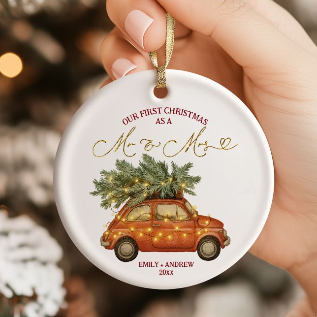 Erstes Weihnachten als Herr und Frau Keramik Ornament (Von Creator hochgeladen)