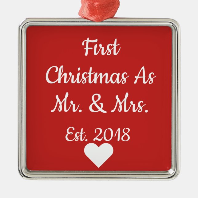 Erstes Weihnachten als Herr und Frau Ornament Aus Metall (Vorne)