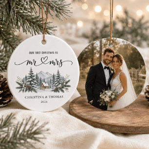 Erstes Weihnachten als Herr und Frau Personalisier Keramik Ornament