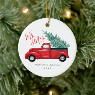 Erstes Weihnachten als Herr und Frau Vintage-Rot Keramik Ornament