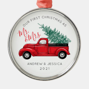 Erstes Weihnachten als Herr und Frau Vintage-Rot Ornament Aus Metall