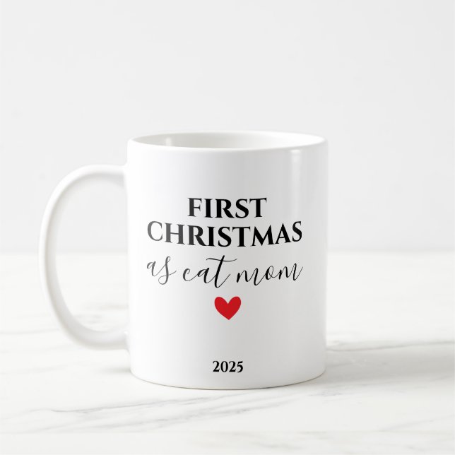 Erstes Weihnachten als Katzenmutter Personalisiert Kaffeetasse (Links)