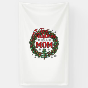 Erstes Weihnachten als Mama Kiefern-Kranz Baum Banner