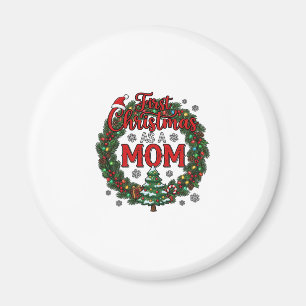 Erstes Weihnachten als Mama Kiefern-Kranz Baum Magnet