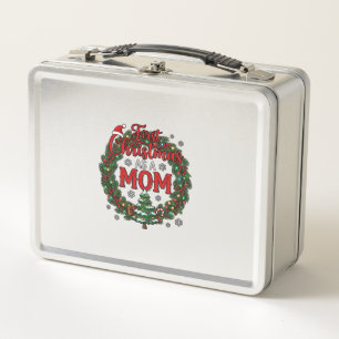 Erstes Weihnachten als Mama Kiefern-Kranz Baum Metall Brotdose