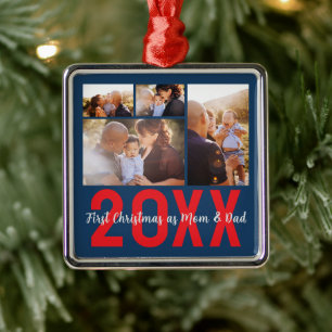 Erstes Weihnachten als Mama & Papa Benutzerdefinie Ornament Aus Metall